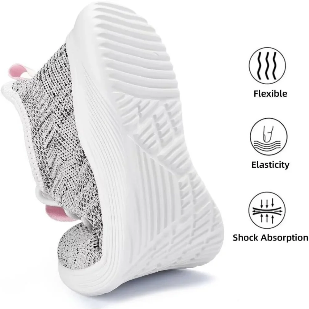 Women's Ash White Non Slip Casual Running Lightweight Mesh Fashion Sneakers